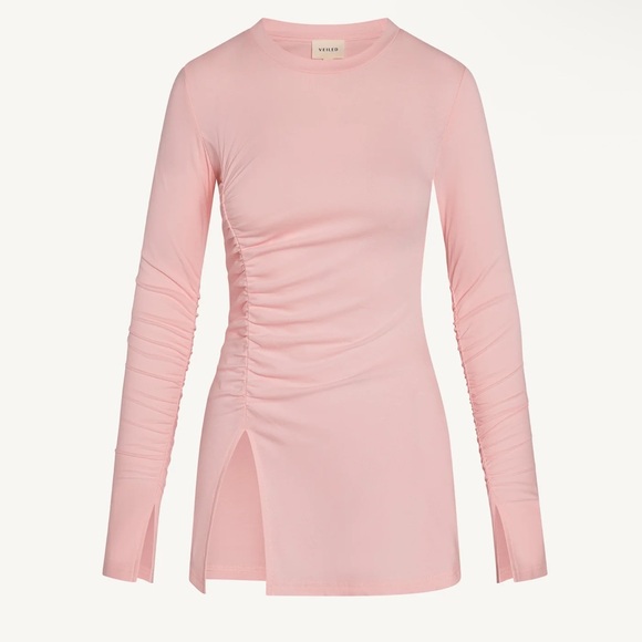 Veiled pink long sleeve top. New with tags. Small. - Picture 2 of 6